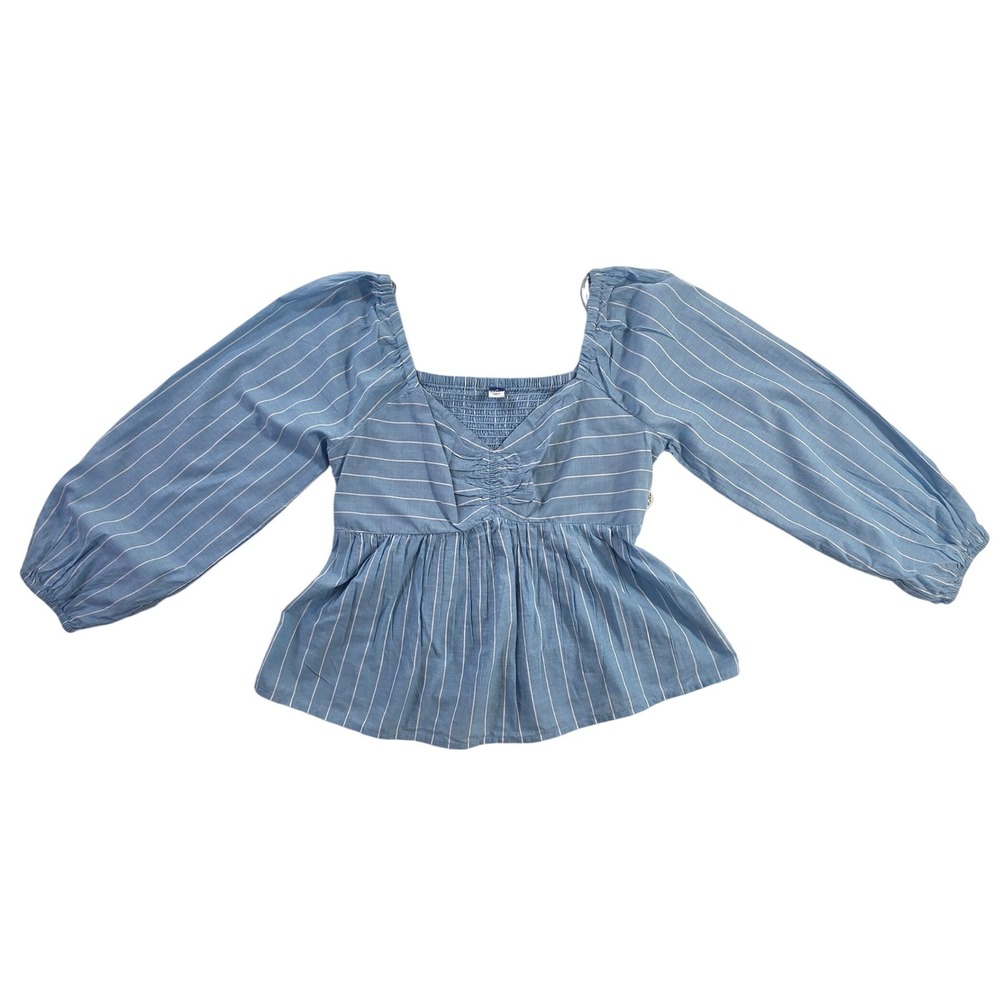 Old Navy Striped Sweetheart Peplum Top Blue White Women Medium New With Tags NWT